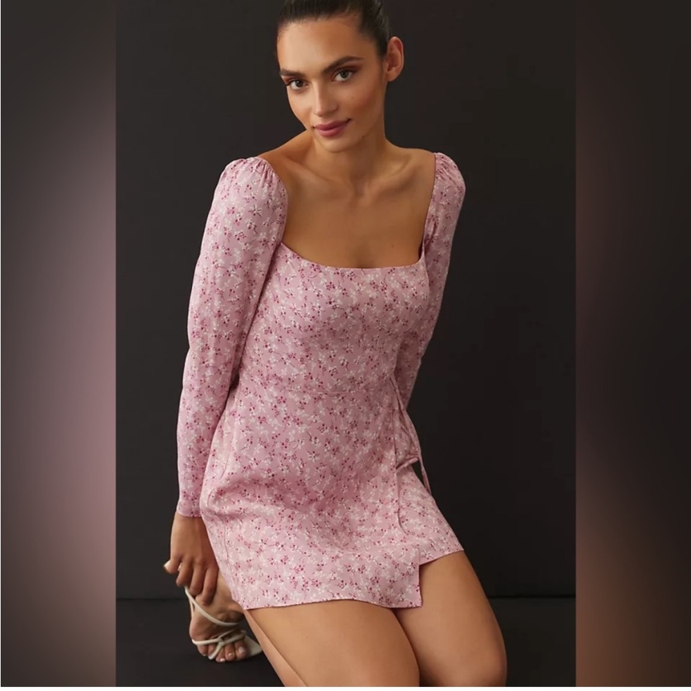 NEW REFORMATION ROSALIE FLORAL PINK DRESS SIZE 4